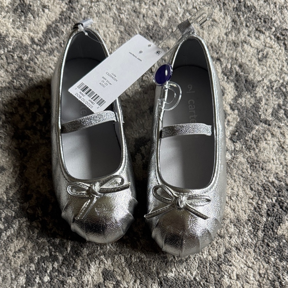 Carter's Shiny Silver Kids Dress Shoes